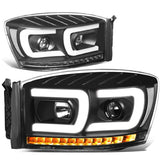 06-09 Dodge Ram Dual LED DRL Projector Headlights Black/Clear