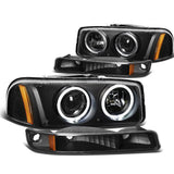 99-07 GMC Sierra Yukon LED Dual Halo Projector Headlights