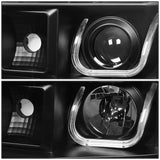 07-13 GMC Sierra LED U-Bar Halo Projector Headlights Black Housing