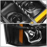 07-13 GMC Sierra LED U-Bar Halo Projector Headlights Black Housing