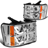 07-13 GMC Sierra L-Bar Halo Projector Headlights Chrome Housing