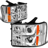 07-13 GMC Sierra L-Bar Halo Projector Headlights Chrome Housing