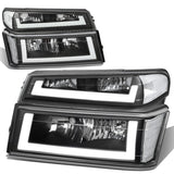 04-12 Chevrolet Colorado LED DRL Headlights Black Housing Clear Corner