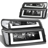 04-12 Chevrolet Colorado LED DRL Headlights Black Housing Clear Corner