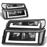 04-12 Chevrolet Colorado LED DRL Headlights Black Housing Clear Corner