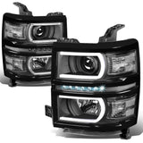2014-2015 Chevrolet Silverado 1500 LED DRL Headlights - Black Housing
