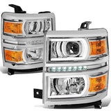 14-15 Chevrolet Silverado 1500 LED DRL Headlights Chrome Housing