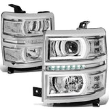 14-15 Chevrolet Silverado 1500 LED DRL Headlights - Chrome Housing
