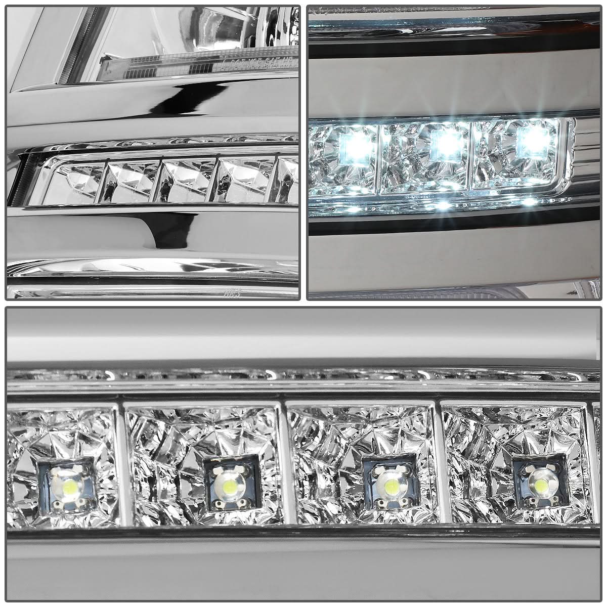 14-15 Chevrolet Silverado 1500 LED DRL Headlights - Chrome Housing