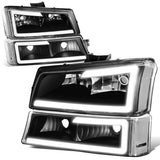 03-07 Chevrolet Silverado / 03-06 Avalanche LED DRL Headlights 4PC Black