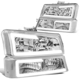 03-07 Chevrolet Silverado LED DRL Headlights Chrome Housing 4PC