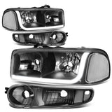 01-07 GMC Sierra/Yukon LED DRL Headlights 4PC Black Housing
