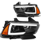 11-14 Dodge Charger LED DRL Projector Headlights - Black Housing