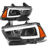 11-14 Dodge Charger LED DRL Projector Headlights - Black Housing