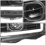 02-05 Dodge Ram LED DRL Projector Headlights Black Housing Clear Corner