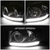06-09 Dodge Ram LED DRL Black Housing Headlights - H13 Bulbs