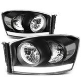06-09 Dodge Ram LED DRL Black Housing Headlights - H13 Bulbs