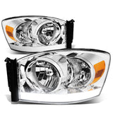 06-09 Dodge Ram LED DRL Chrome Headlights - Amber Corner H13