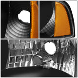 94-02 Dodge Ram LED DRL Headlights - Black Housing Amber Corner