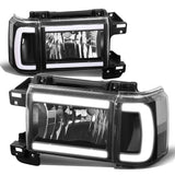 87-91 Ford Bronco F-150 F-250 F-350 LED DRL Headlights Black Housing