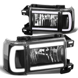 87-91 Ford Bronco F-150 F-250 F-350 LED DRL Headlights Black Housing