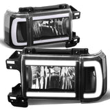 87-91 Ford Bronco F-150 F-250 F-350 LED DRL Headlights Black Housing