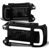 87-91 Ford Bronco F-150 F-250 F-350 LED DRL Headlights Black Smoke