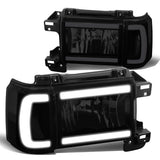 87-91 Ford Bronco F-150 F-250 F-350 LED DRL Headlights Black Smoke
