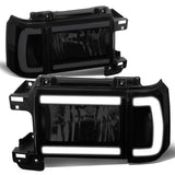 87-91 Ford Bronco F-150 F-250 F-350 LED DRL Headlights Black Smoke