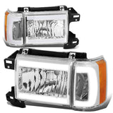87-91 Ford Bronco F-150 F-250 F-350 LED DRL Chrome Headlights