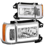 87-91 Ford Bronco F-150 F-250 F-350 LED DRL Chrome Headlights