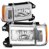 87-91 Ford Bronco F-150 F-250 F-350 LED DRL Chrome Headlights