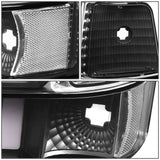 92-96 Ford F-150 F-250 F-350 Bronco Dual LED DRL Headlights Black