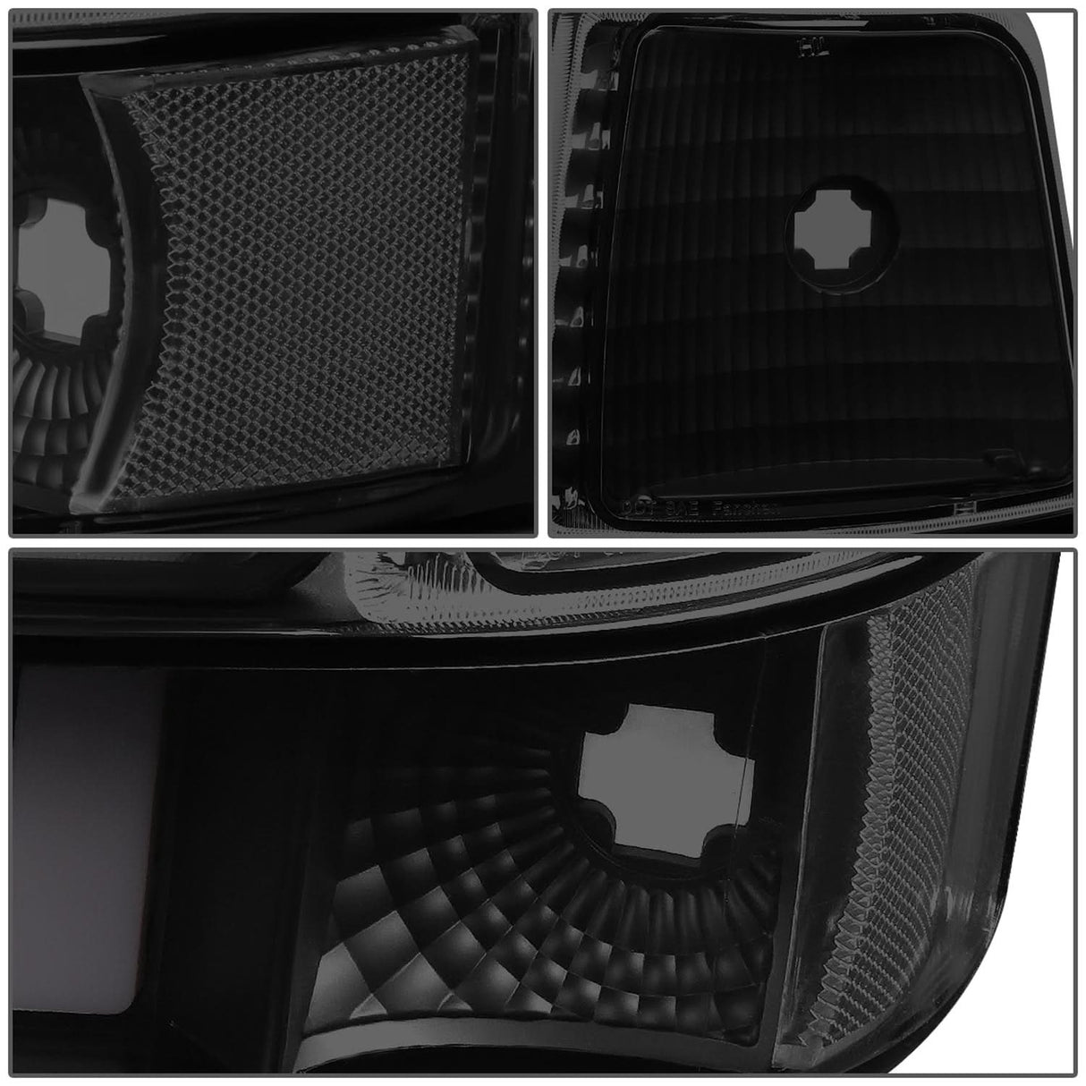 92-96 Ford F-150 F-250 F-350 Bronco Dual LED DRL Headlights Black
