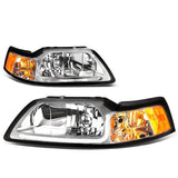 99-04 Ford Mustang LED DRL Headlights Chrome Housing