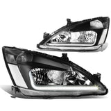 2003-2007 Honda Accord LED DRL Headlights - Black Housing Clear Corner