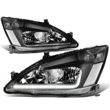 2003-2007 Honda Accord LED DRL Headlights - Black Housing Clear Corner
