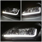 2003-2007 Honda Accord LED DRL Headlights - Black Housing Clear Corner