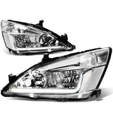 03-07 Honda Accord LED DRL Headlights Chrome Housing Clear Corner