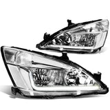03-07 Honda Accord LED DRL Headlights Chrome Housing Clear Corner