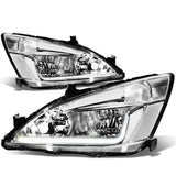 03-07 Honda Accord LED DRL Headlights Chrome Housing Clear Corner