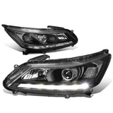 2013-2015 Honda Accord LED DRL Projector Headlights Black Housing