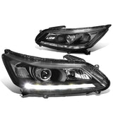 2013-2015 Honda Accord LED DRL Projector Headlights Black Housing