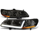 98-02 Honda Accord LED DRL Headlights - Smoke Housing Amber Corner