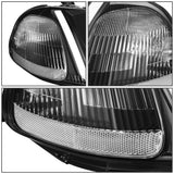 96-98 Honda Civic LED DRL Projector Headlights Black Housing