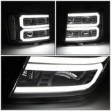 2007-2014 GMC Sierra Dual U-Bar LED DRL Headlights Black Housing