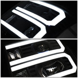 2007-2014 GMC Sierra Dual U-Bar LED DRL Headlights Black Housing