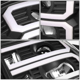 2007-2014 GMC Sierra Dual U-Bar LED DRL Headlights Black Housing