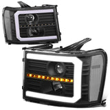 2007-2014 GMC Sierra C-Bar LED DRL Sequential Headlights Black