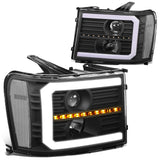 2007-2014 GMC Sierra C-Bar LED DRL Sequential Headlights Black
